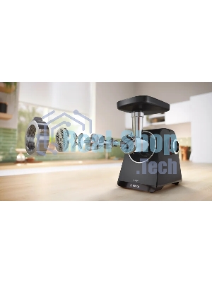 Мясорубка электрическая Bosch MFWS440B черный, 1900 Вт, 2.5 кг/мин, реверс, защита от перегрузки, насадки - 7
