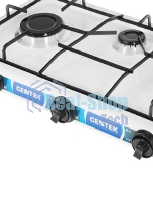 Плита настольная газовая Centek CT-1522 белый, 1.7 кВт, газ, конфорки - 3, эмаль, поворотные переключатели