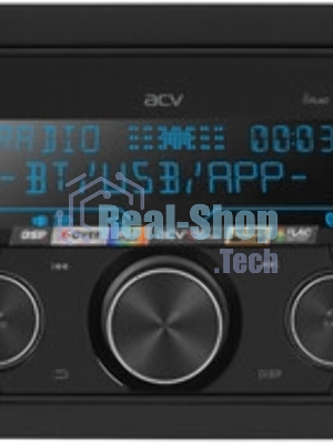 Автомагнитола ACV ADX-211BM, 2 DIN, Bluetooth, USB Type-A, AUX, пульт ДУ