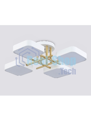 Люстра светодиодная на штанге Ambrella light FL516341/4 WH/GD белый/золото 72W 3000-6000K 550*550*150 (без ПДУ)