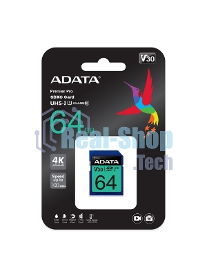 Флеш карта SD ADATA 64Gb ADATA Premier Pro SDXC Class 10 UHS-I U3 V30S 95/60 MB/s