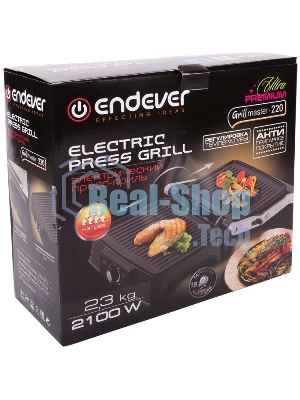 Гриль-пресс электрический Endever Grillmaster 220, серебристый/черный
