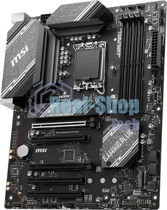 Материнская плата MSI B760 GAMING PLUS WIFI, LGA 1700, Intel B760, 4xDDR5, 4xSATA, 2xM.2, 1xPCI-E 4.0 x16, 3xPCI-E 3.0 x1, 1xDP, 1xHDMI, 1x 2.5Gb LAN, 2xUSB-A 3.2 Gen 2, 4xUSB 2.0, 5x3.5 мм, 7.1, Standard-ATX