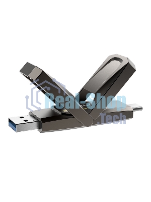 Флешка USB Netac US5 (NT03US5C-128G-32TA), 128Gb, USB 3.2/TypeC, 550/500, черный
