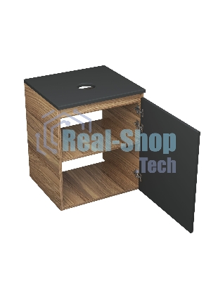 Тумба Bau Dream Blackwood 50 графит, раковина BAU Crystal 40х40, выпуск клик клак, хром