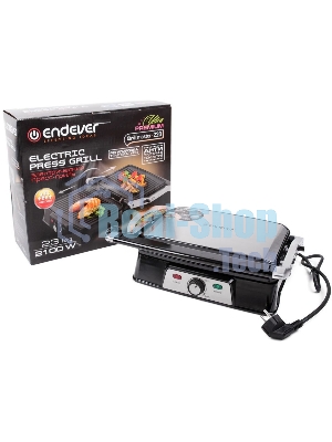 Гриль-пресс электрический Endever Grillmaster 220, серебристый/черный