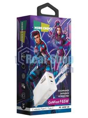 Сетевое зарядное устройство MORE CHOICE NC81a СЗУ 1USB+1Type-C 3.0A PD 20W+ QC3.0, белый