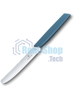 Нож кухонный Victorinox Swiss Modern (6.9006.11W2) стальной столовый для томатов лезв.110мм серрейт. заточка синий