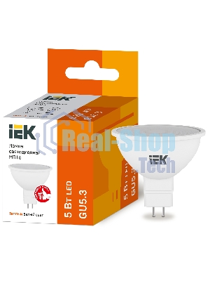 Лампа светодиодная IEK LLE-MR16-5-230-30-GU5 ECO MR16 5Вт 3000К теплый белый GU5.3 450лм 230-240В