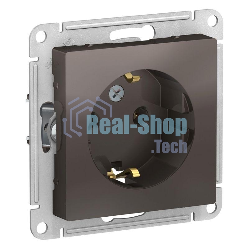 Механизм розетки 1-м СП AtlasDesign с заземл. 16А мокко SchE ATN000643