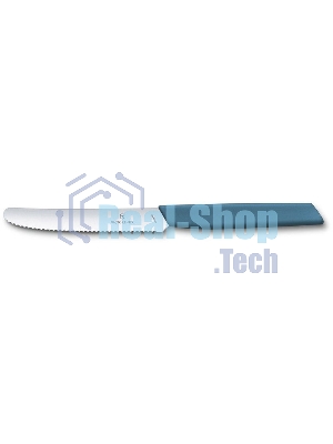 Нож кухонный Victorinox Swiss Modern (6.9006.11W2) стальной столовый для томатов лезв.110мм серрейт. заточка синий