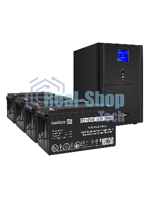 Комплект Источник бесперебойного питания EX295990RUS + батарея 150Aч EX282990RUS 4шт ExeGate SineTower SZ-3000.LCD.AVR.3SH.1C13.RJ.USB + батарея ExeGate DT 12150 (12В,150Ач) 4шт
