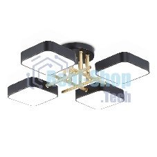 Люстра светодиодная на штанге Ambrella light FL516343/4 BK/GD черный/золото 72W 3000-6000K 550*550*150 (без ПДУ)