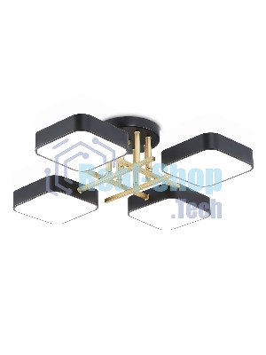 Люстра светодиодная на штанге Ambrella light FL516343/4 BK/GD черный/золото 72W 3000-6000K 550*550*150 (без ПДУ)