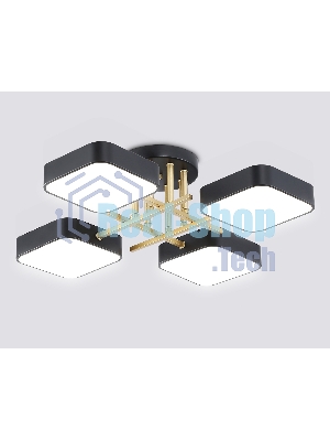 Люстра светодиодная на штанге Ambrella light FL516343/4 BK/GD черный/золото 72W 3000-6000K 550*550*150 (без ПДУ)