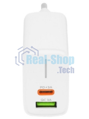 Сетевое зарядное устройство MORE CHOICE NC61a белый - 1USB+1USB-C 3.0A PD 20W+QC3.0 быстрая зарядка для Type-C