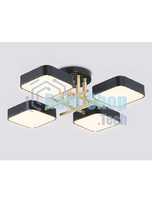 Люстра светодиодная на штанге Ambrella light FL516343/4 BK/GD черный/золото 72W 3000-6000K 550*550*150 (без ПДУ)