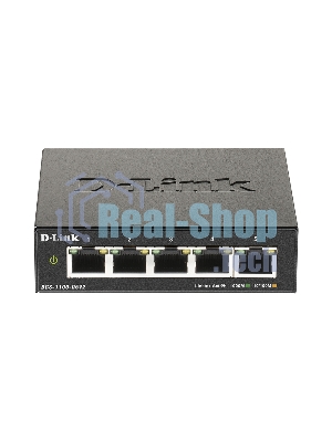 Коммутатор D-Link DGS-1100-05V2/A1A, L2 Smart Switch with 5 10/100/1000Base-T ports.8K Mac address, 802.3x Flow Control, Port Trunking, Port Mirroring, IGMP Snooping, 32 of 802.1Q VLAN, VID range 1-4094, Loopba