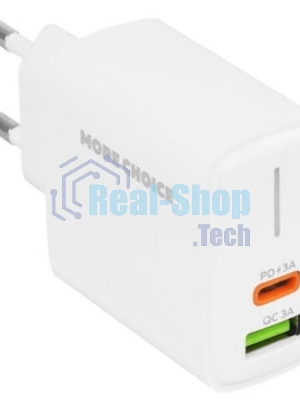 Сетевое зарядное устройство MORE CHOICE NC61a белый - 1USB+1USB-C 3.0A PD 20W+QC3.0 быстрая зарядка для Type-C