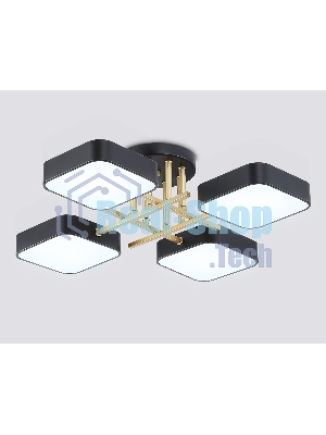 Люстра светодиодная на штанге Ambrella light FL516343/4 BK/GD черный/золото 72W 3000-6000K 550*550*150 (без ПДУ)