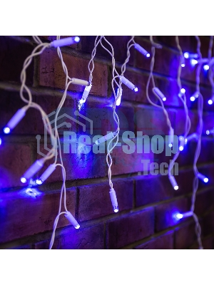 Гирлянда Neon-night Айсикл (бахрома) светодиодный, 2,4х0,6м, эффект мерцания, белый провод, 230 В, диоды синие, 88 LED