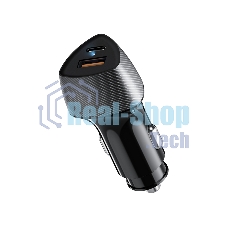 Автомобильное зарядное устройство с двумя портами Rexant (USB-A QC 3.0 + USB-C PD) со световой индикацией, 51Вт, черное