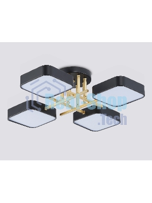 Люстра светодиодная на штанге Ambrella light FL516343/4 BK/GD черный/золото 72W 3000-6000K 550*550*150 (без ПДУ)