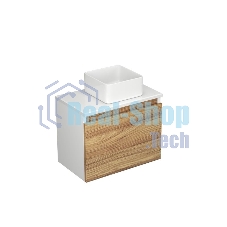 Комплект для ванной, 4 предмета (Тумба Bau Dream Blackwood 50, раковина BAU Mini 24х24, смеситель для раковины высокий Hotel Still, нержавеющая сталь, выпуск клик клак, хром)
