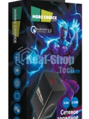 Сетевое зарядное устройство MORE CHOICE NC85a 1USB+1Type-C 3.0A PD 20W+QC3.0 Type-C Type-C, черный