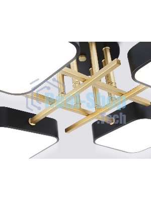 Люстра светодиодная на штанге Ambrella light FL516343/4 BK/GD черный/золото 72W 3000-6000K 550*550*150 (без ПДУ)