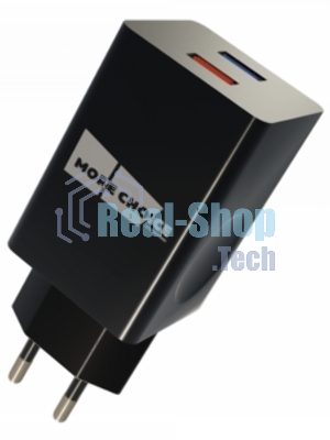 Сетевое зарядное устройство MORE CHOICE NC85a 1USB+1Type-C 3.0A PD 20W+QC3.0 Type-C Type-C, черный