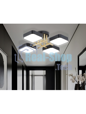 Люстра светодиодная на штанге Ambrella light FL516343/4 BK/GD черный/золото 72W 3000-6000K 550*550*150 (без ПДУ)