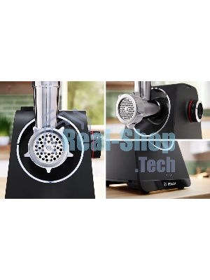Мясорубка электрическая Bosch MFWS440B черный, 1900 Вт, 2.5 кг/мин, реверс, защита от перегрузки, насадки - 7