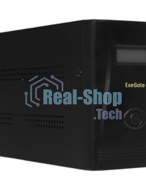 Источник бесперебойного питания ExeGate Smart LB-1000.LCD.AVR.2SH.USB (1000VA/650W, LCD, AVR, 2*Schuko, USB, батарея 12V 9Ah, черный)