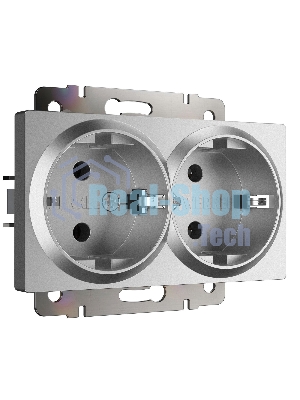 Розетка двойная с заземлением Werkel W1172065 (серебряный матовый)