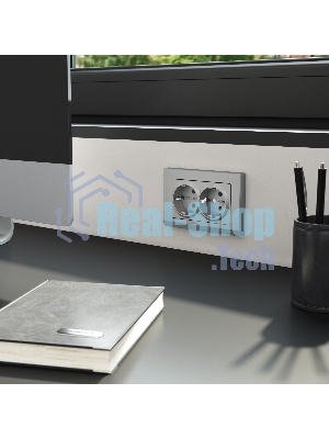Розетка двойная с заземлением Werkel W1172065 (серебряный матовый)
