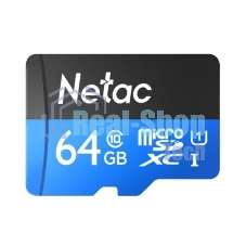 Флеш карта microSDHC 64Gb Netac P500 NT02P500STN-064G-R (с SD адаптером) 80Mb/s