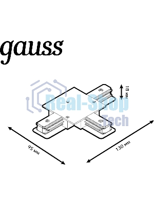 Коннектор для встраиваемых трековых шинопроводов Gauss (T) черный