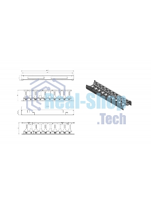 Кабельный организатор с крышкой Hyperline CMF-1U-FPL106-MCOV-RAL9005, глубина 106 мм, 19