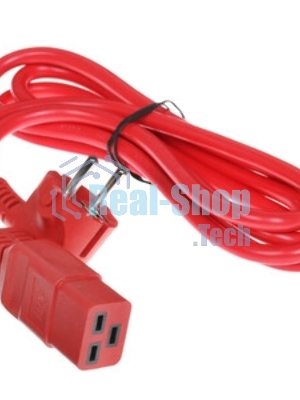 Шнур ПВС-АП 3x1,5 S22C19-250-16-1,8, красный, 1,8 м, C19, 3x1.5, 16А, с заземлением, Power Cube,