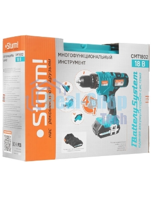 Мультитул аккум Sturm! CMT1802 18В,1BatterySystem, дрель,саб пила,реноватор, шлифмаш,2 акк,кейс