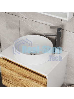 Комплект для ванной, 4 предмета (Тумба Bau Dream Blackwood 60, раковина BAU ream круглая D41, смеситель для раковины высокий Hotel Still, нержавеющая сталь, выпуск клик клак, хром)
