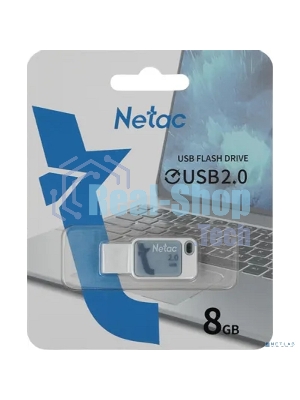 Флешка USB Netac UA31 (NT03UA31N-008G-20BL), 8Gb, USB 2.0, R/W 110/45, синий/белый