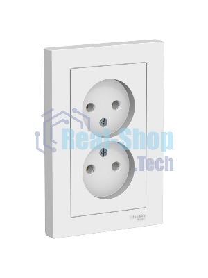 Розетка 2-м AtlasDesign без заземл. 16А в сборе белый SchE ATN000120