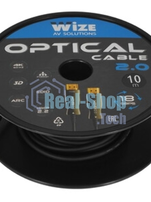 Кабель HDMI Wize AOC-HM-HM-10M оптический, 10 м, 4K/60HZ 4:4:4, v.2.0, ARC, 19M/19M, HDCP 2.2, Ethernet, черный, коробка