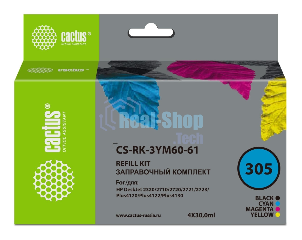 Заправочный набор Cactus CS-RK-3YM60-61 многоцветный 4x30мл для HP DeskJet 2710/2120/2721/2722