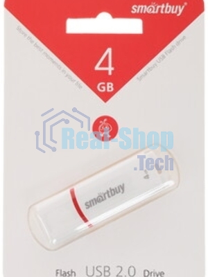 Флешка USB Smartbuy Crown white (SB4GbCRW-W), 4Gb, USB 2.0, R/W 15/5, белый/красный