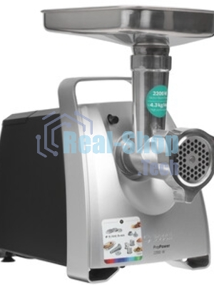 Мясорубка электрическая Bosch MFW68640 черный, 2200 Вт, 4.3 кг/мин, реверс, металлический лоток, насадки - 5