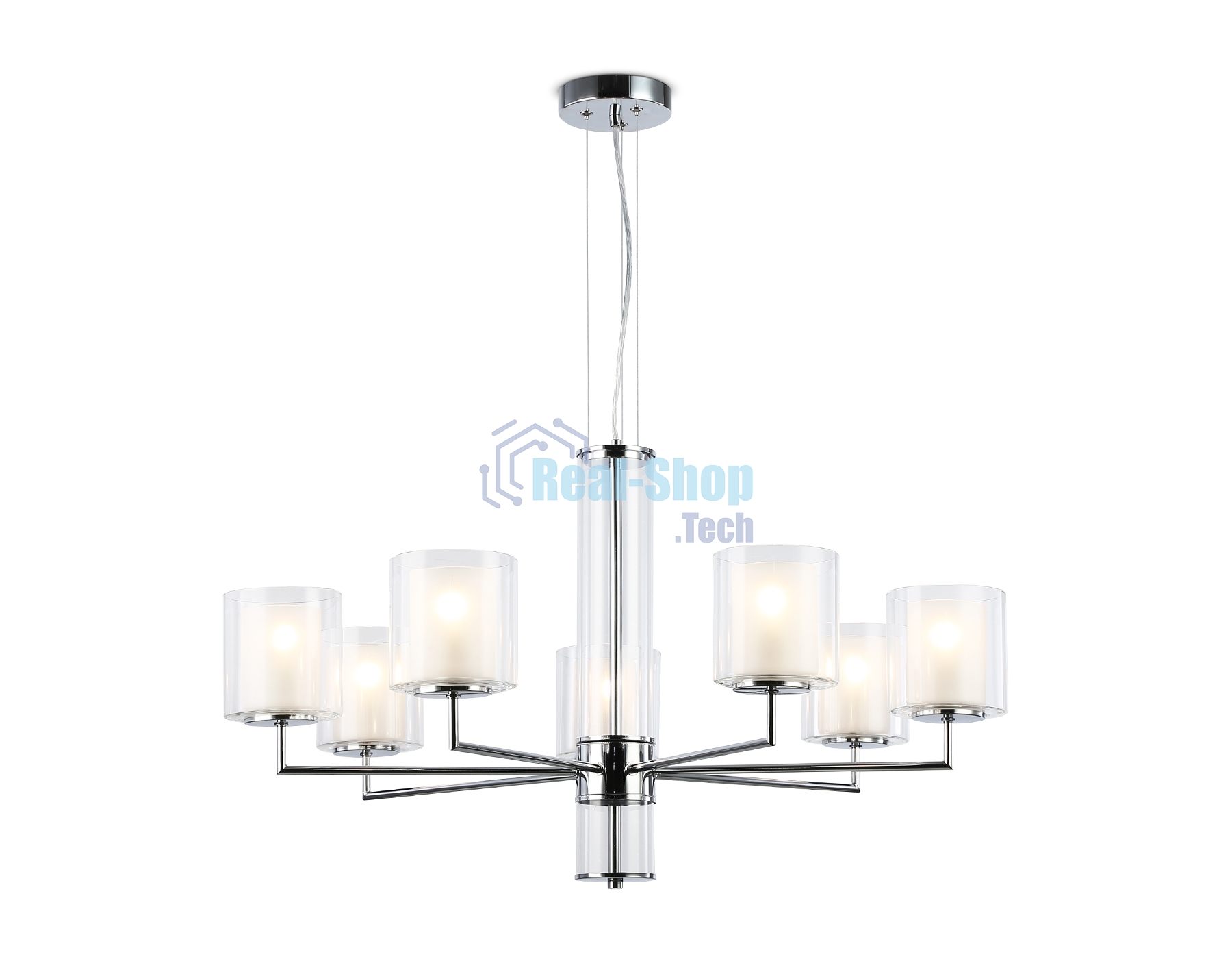 Люстра Ambrella light LH56003/7 СH/FR хром/белый матовый E14*7 max 40W D790*1260