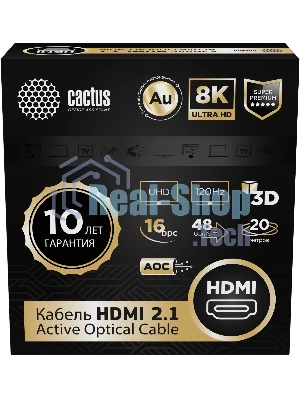 Кабель аудио-видео Cactus CS-HDMI-AOC-2.1-20 HDMI (m)/HDMI (m) 20м. позолоч.конт. черный